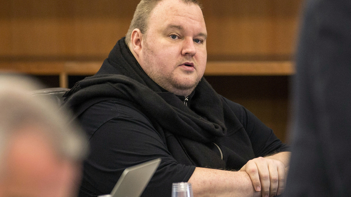 FILE PHOTO: Kim Dotcom sits in a chair during a court hearing in Auckland, New Zealand, September 24, 2015. REUTERS/Nigel Marple/File Photo