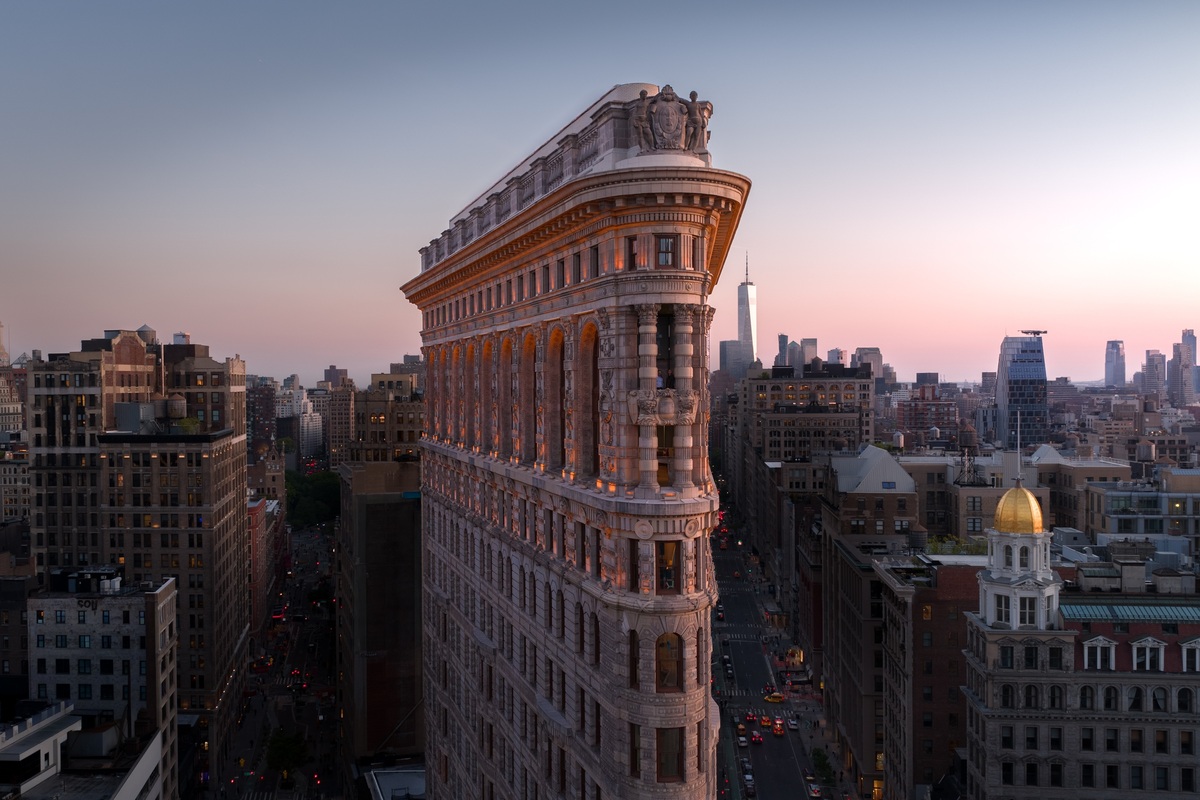  A view of the Flatiron Building lit up for the first time in its 124-year history. 