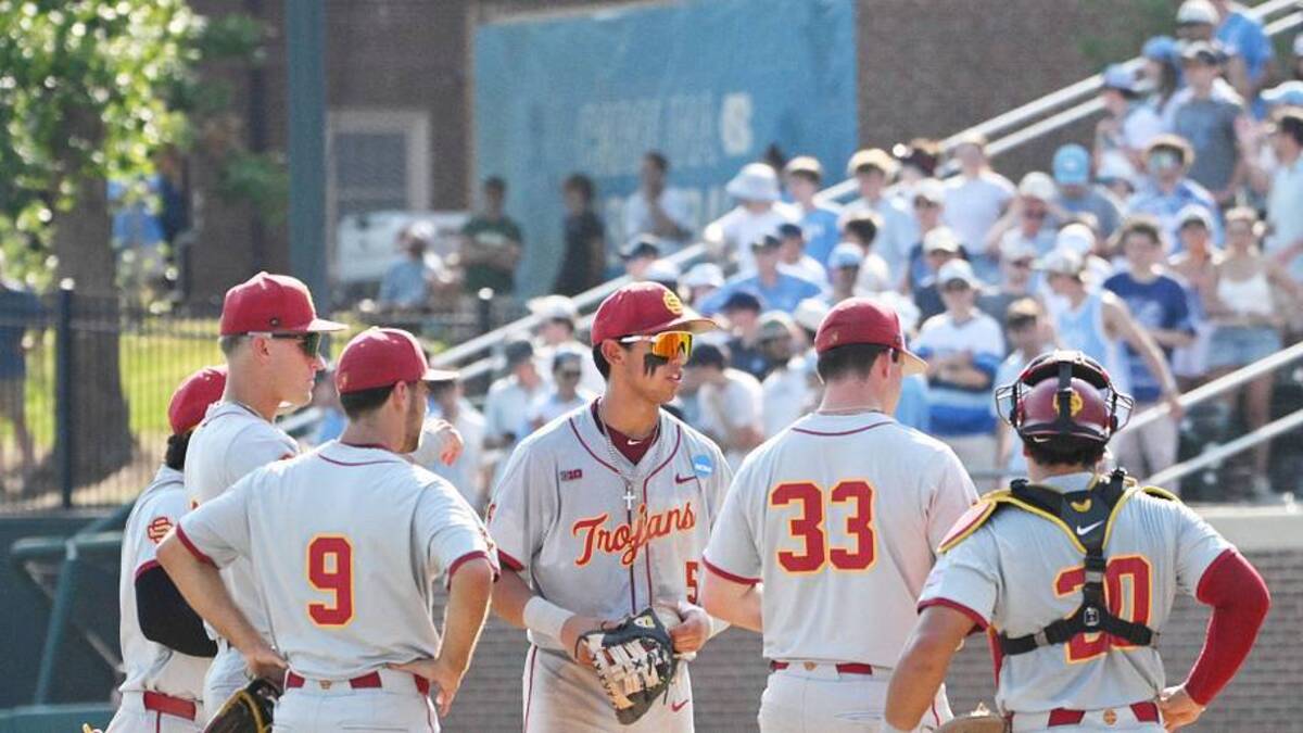  June 7, 2026; Chapel Hill, NC, USA; USC Trojans head coach Andy Stankiewicz approaches the mound to coach his team in the ninth inning against the North Carolina Tar Heels at Boshamer Stadium. Mandatory Credit: Zachary Taft-Imagn Images | IMAGN IMAGES via Reuters Connect 