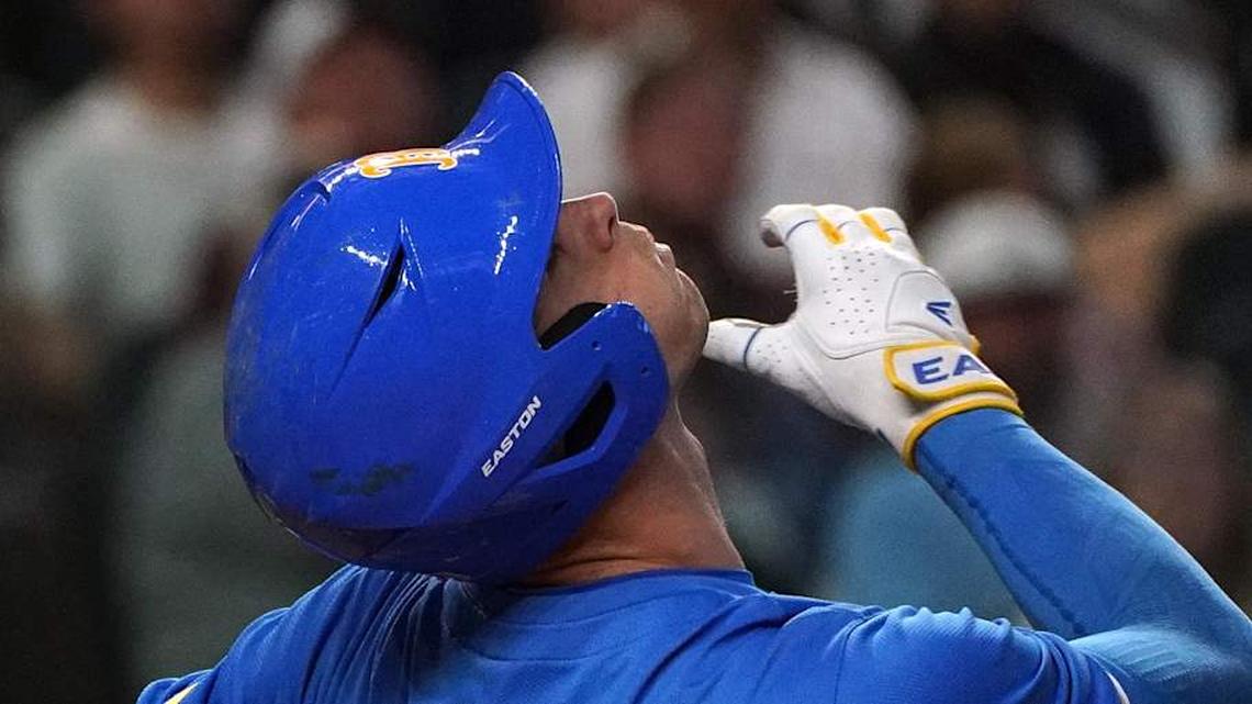  Mar 1, 2026; Arlington, TX, USA; UCLA Bruins against Mississippi State Bulldogs during the Amegy Bank College Baseball Series at Globe Life Field. Mandatory Credit: Dustin Safranek-Imagn Images | Dustin Safranek-Imagn Images 