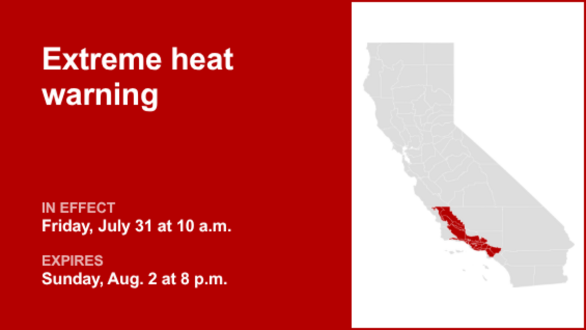 UPDATE: Southern California under an extreme heat warning from Friday to Sunday 