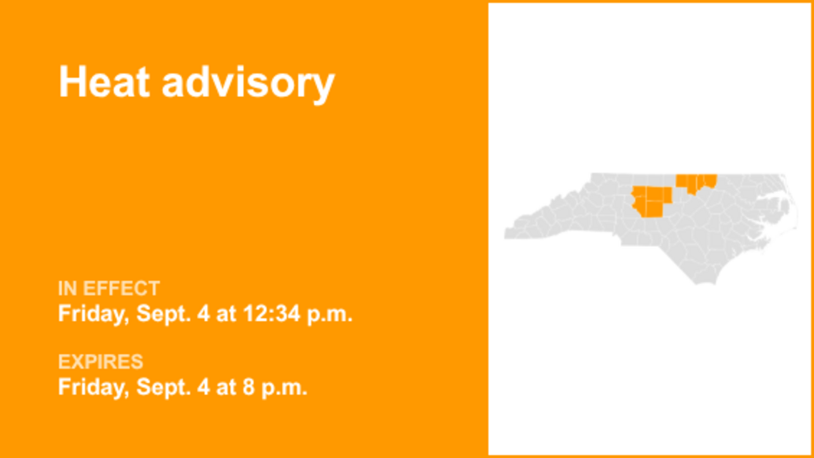 UPDATE: Heat advisory active for the Piedmont region until Friday evening 