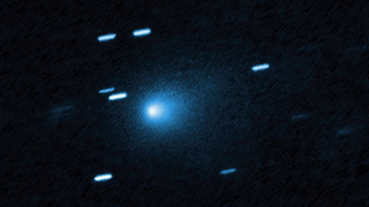 The Hubble Space Telescope image of the interstellar comet 3I/ATLAS on July 21, 2025, when the comet was 277 million miles from Earth in this handout image obtained by Reuters on June 22, 2026. Hubble shows that the comet has a teardrop-shaped cocoon of dust coming off its solid, icy nucleus. NASA, ESA, David Jewitt (UCLA); image Processing: Joseph DePasquale (STScI)/Handout via REUTERS