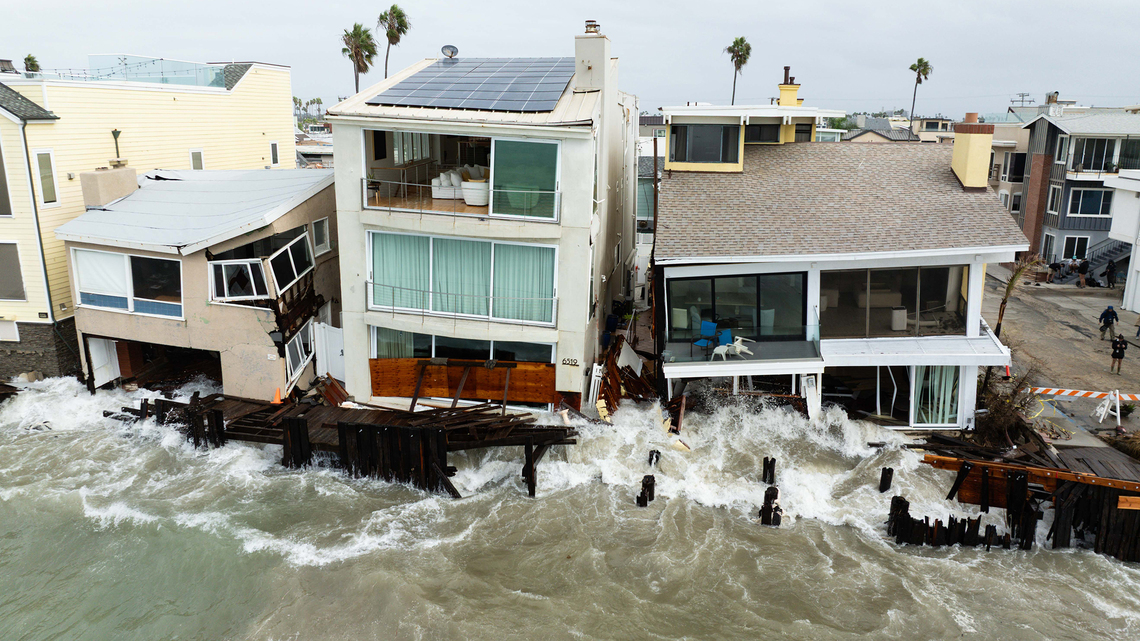 Heavy surf, red-tagged homes, a battered boardwalk: Long Beach confronts costly climate reality 
