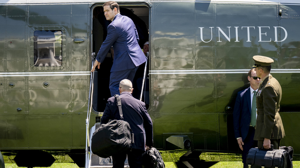 Secretary of State Marco Rubio boards Marine One on the South Lawn of the White House, May 12, 2026. The secretary of state effectively controls Venezuela's finances, the distribution of its natural resources and its government. 