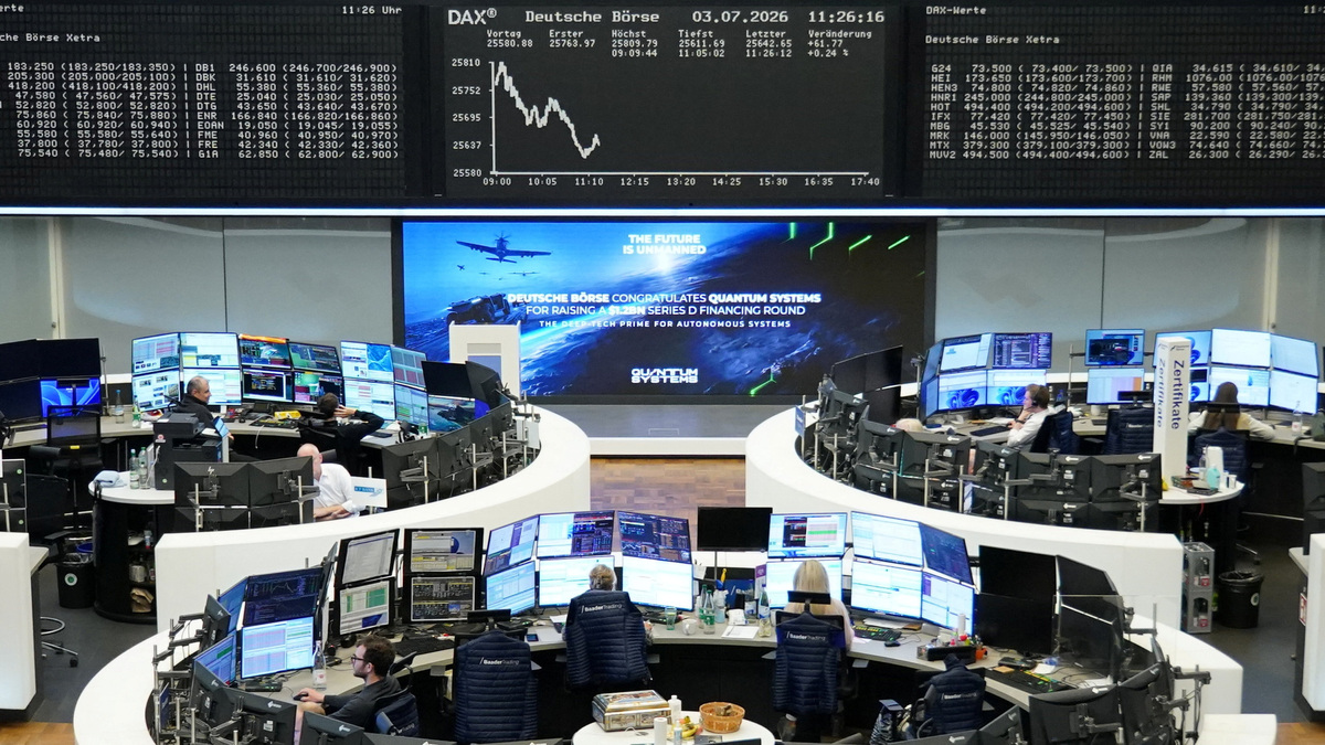 The German share price index DAX graph is pictured at the stock exchange in Frankfurt, Germany, July 3, 2026.  REUTERS/staff