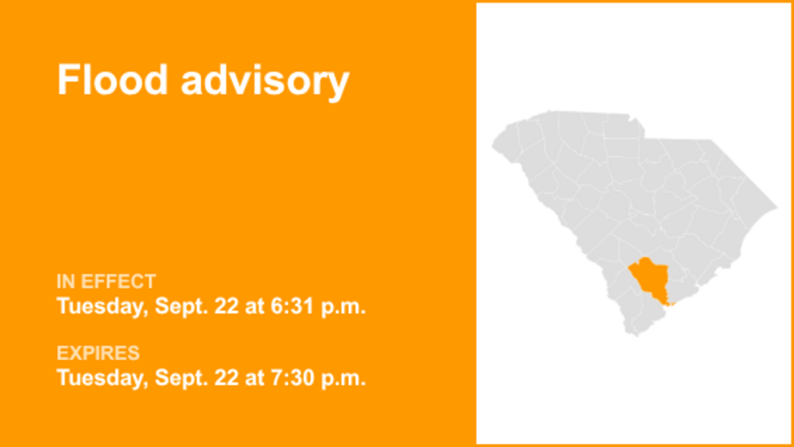 UPDATE: The current flood advisory for Colleton County will expire at 7:30 p.m. 