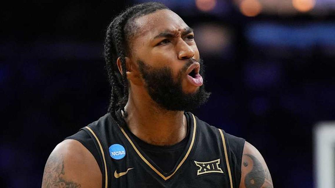  Mar 20, 2026; Philadelphia, PA, USA; UCF Knights forward Jordan Burks (99) reacts against the UCLA Bruins in the second half during a first round game of the men's 2026 NCAA Tournament at Xfinity Mobile Arena. Mandatory Credit: Kyle Ross-Imagn Images | Kyle Ross-Imagn Images 