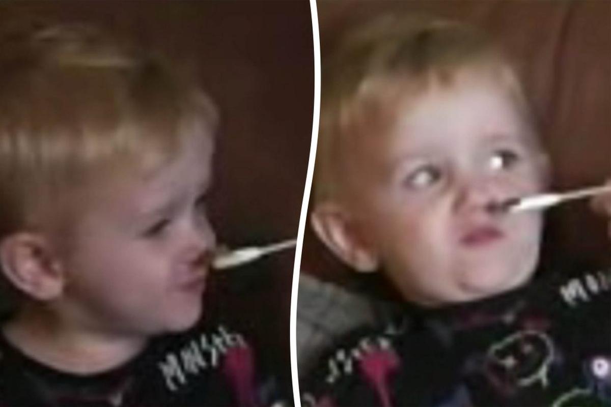  The same child as a toddler smelling kale. (Durham University via SWNS) 