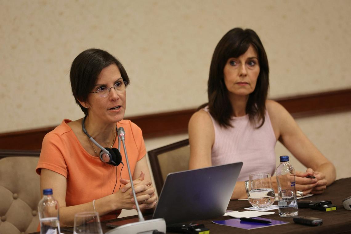  A draft report by the United Nations special rapporteur, Reem Alsalem, left, sparked controversy. Adem Altan/AFP via Getty Images 