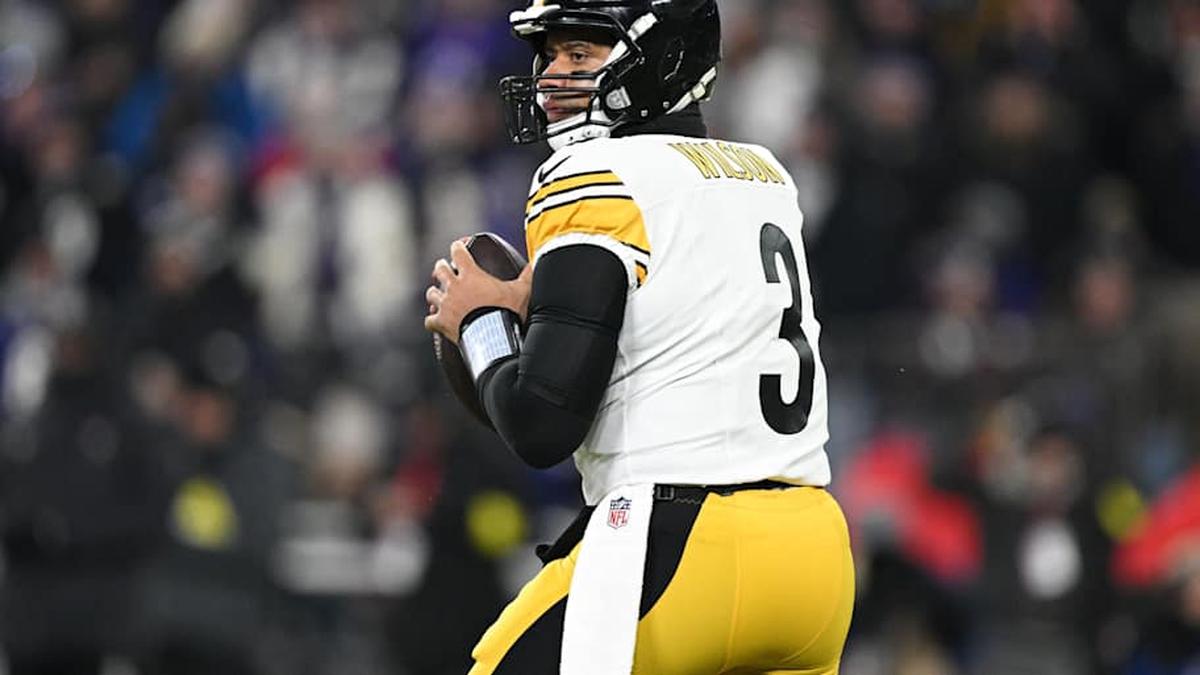  Jan 11, 2025; Baltimore, Maryland, USA; Pittsburgh Steelers quarterback Russell Wilson (3) looks to pass in the first quarter against the Baltimore Ravens in an AFC wild card game at M&T Bank Stadium. Mandatory Credit: Tommy Gilligan-Imagn Images | Tommy Gilligan-Imagn Images 