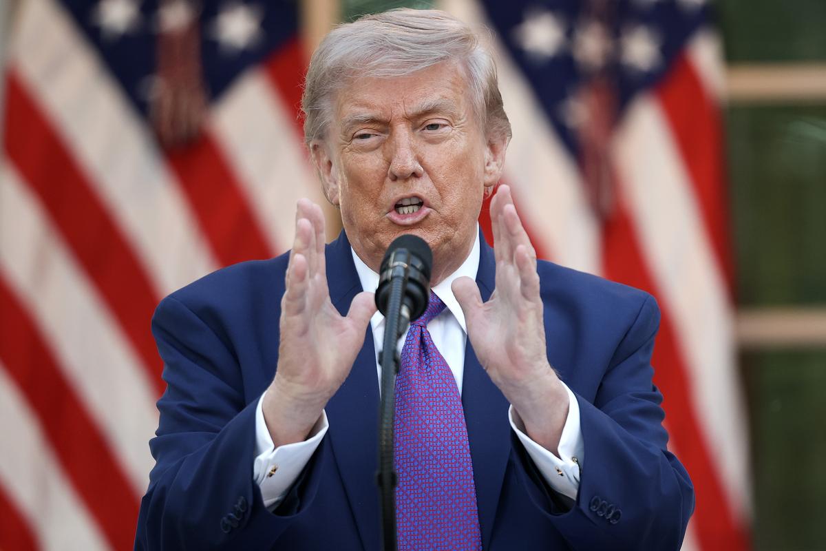  President Donald Trump speaks in Washington, D.C. on May 11, 2026. 