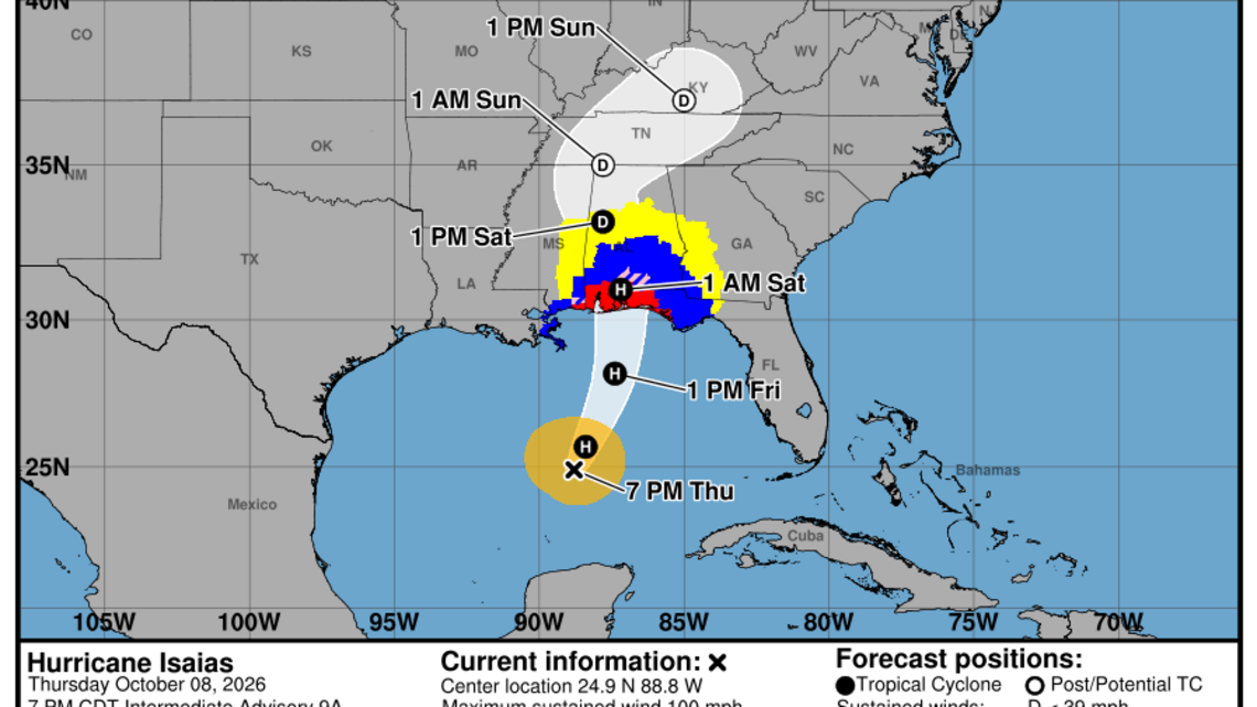 Category 2 Hurricane Isaias: Thursday, Oct. 8 update from the National Hurricane Center on latest developments 