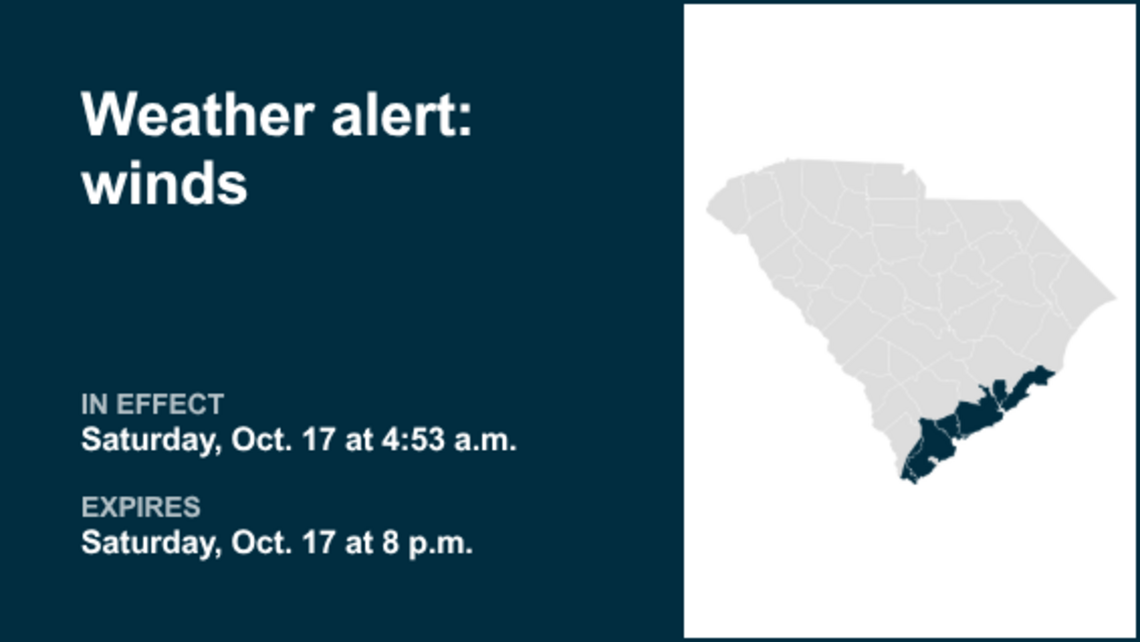 Weather alert for winds in Lowcountry until Saturday evening 
