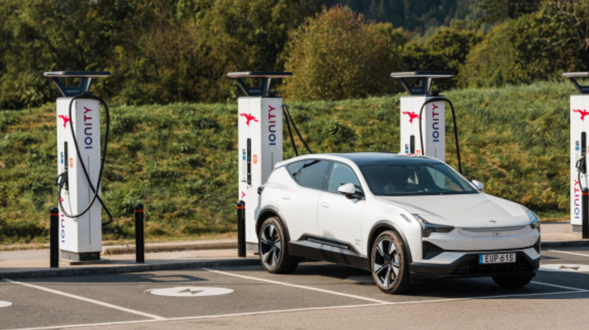 The Polestar 3 is charging.