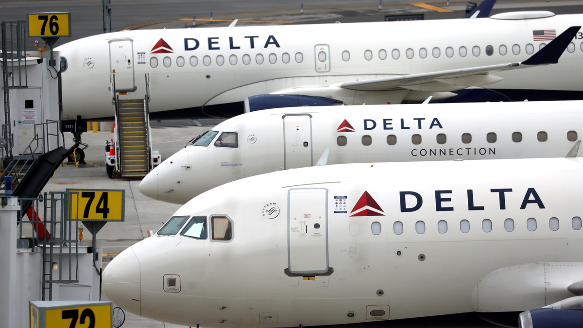 Delta Airlines passenger jets are pictured at LaGuardia Airport in the Queens borough of New York City, New York, U.S., June 1, 2022. REUTERS/Mike Segar