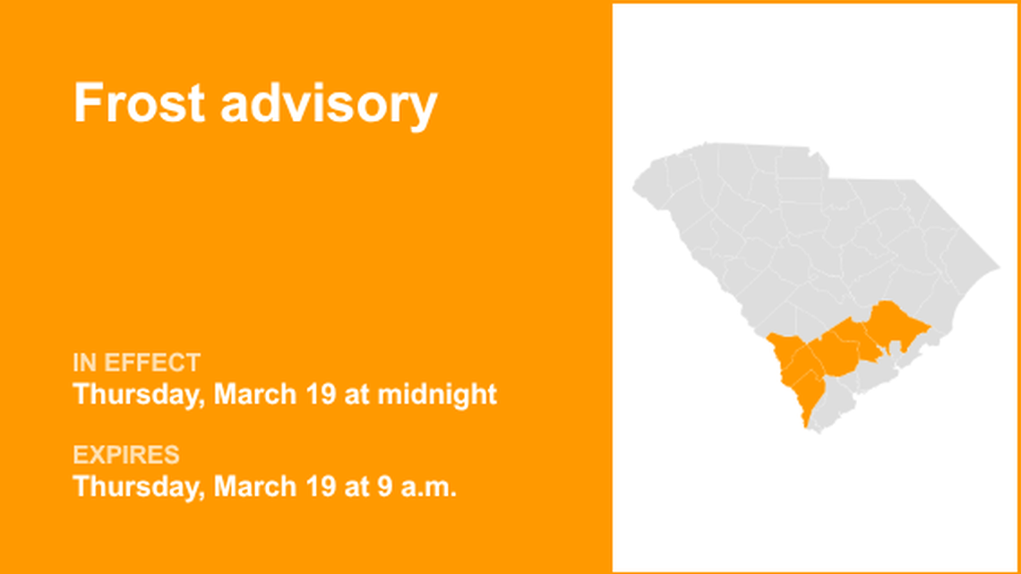 UPDATE: Frost advisory affecting Lowcountry Thursday - temperatures at a low of 33 
