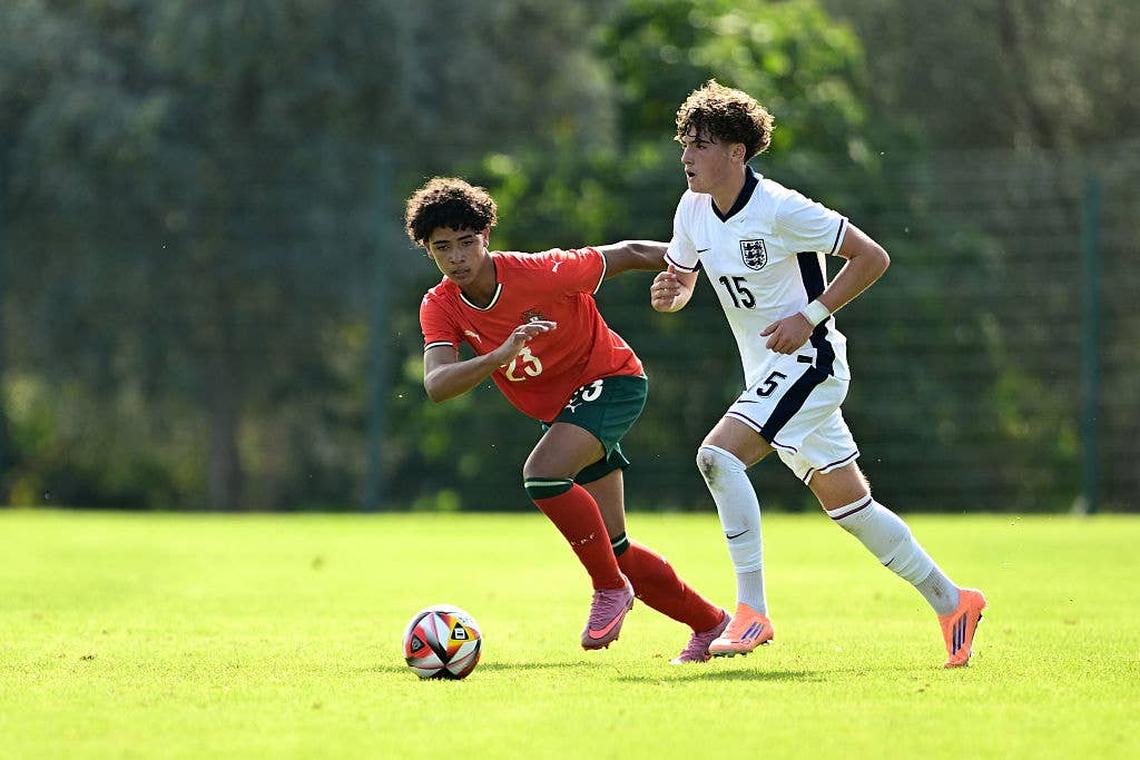  Cristiano Ronaldo Jr. appears in a U-16 international friendly tournament match between Portugal and England. 