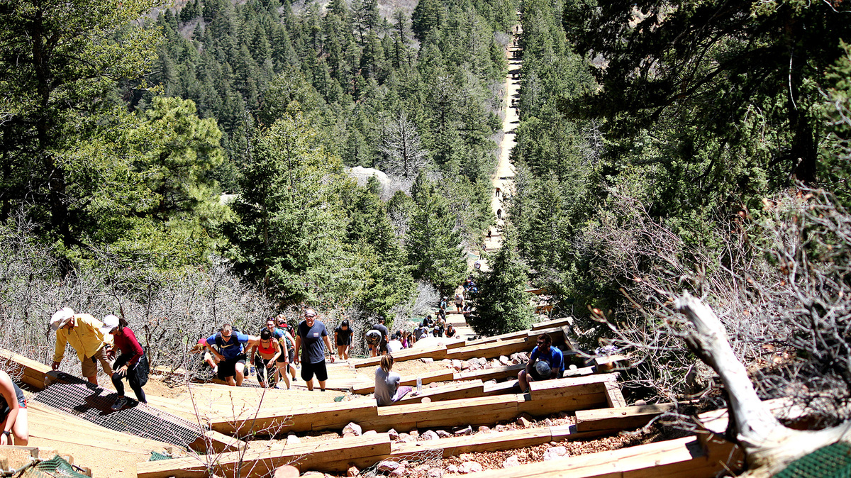 The Manitou Springs Incline, also known as the Manitou Incline or simply the Incline, is a popular hiking trail rising above Manitou Springs, Colorado, near Colorado Springs. (Thomas Carlson/Dreamstime/TNS)