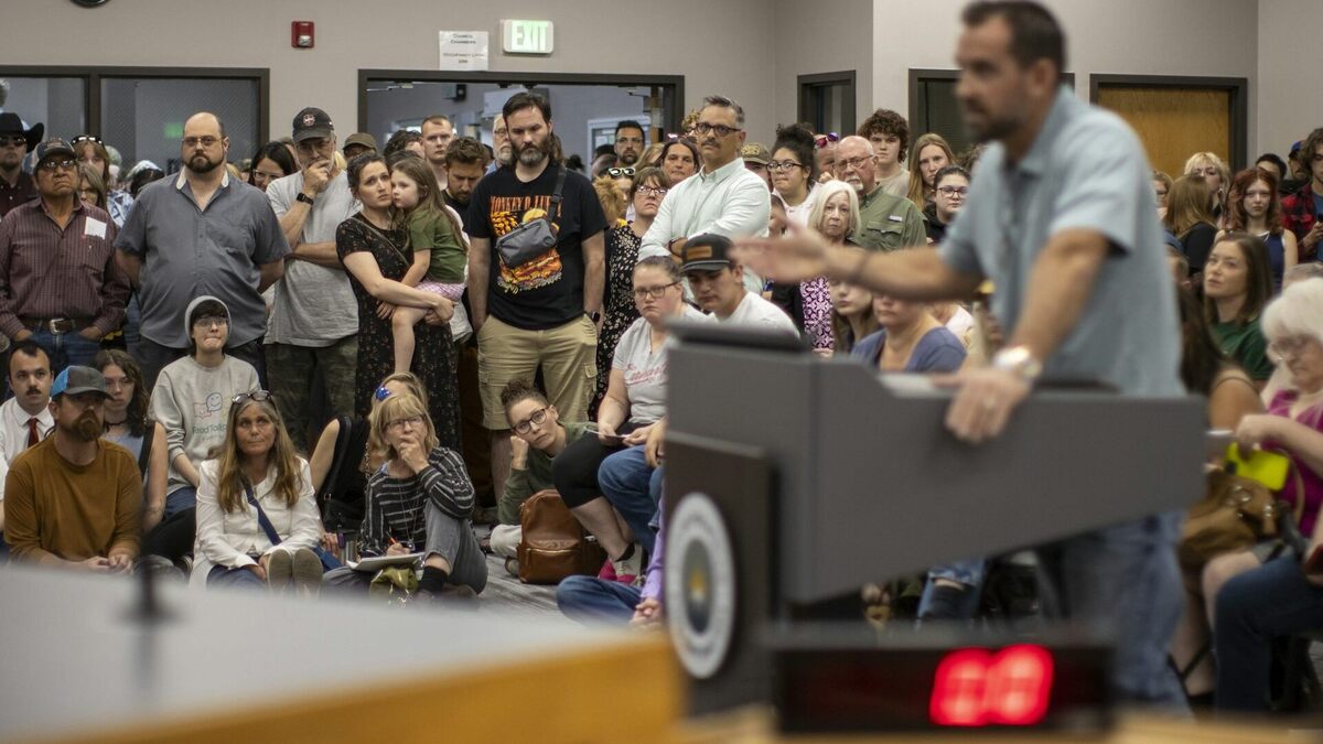 Citizens attend a City Council hearing in Pocatello, Idaho, to discuss the prospect of a new $2.6 billion data center in their community. 