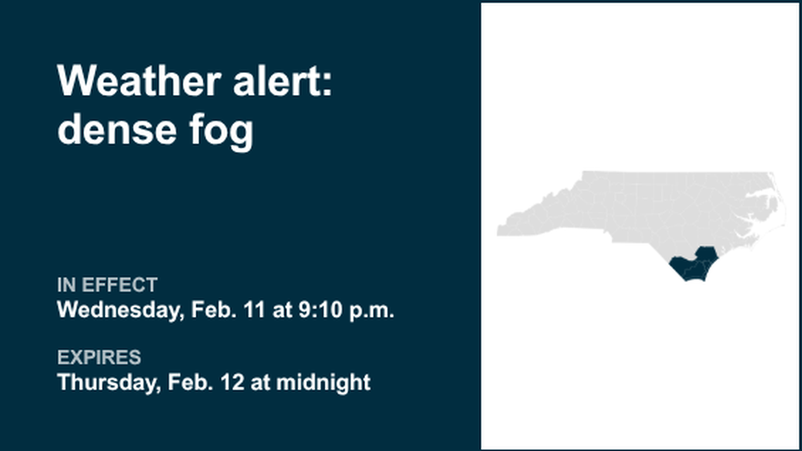 Be ready for dense fog in Eastern North Carolina until early Thursday 