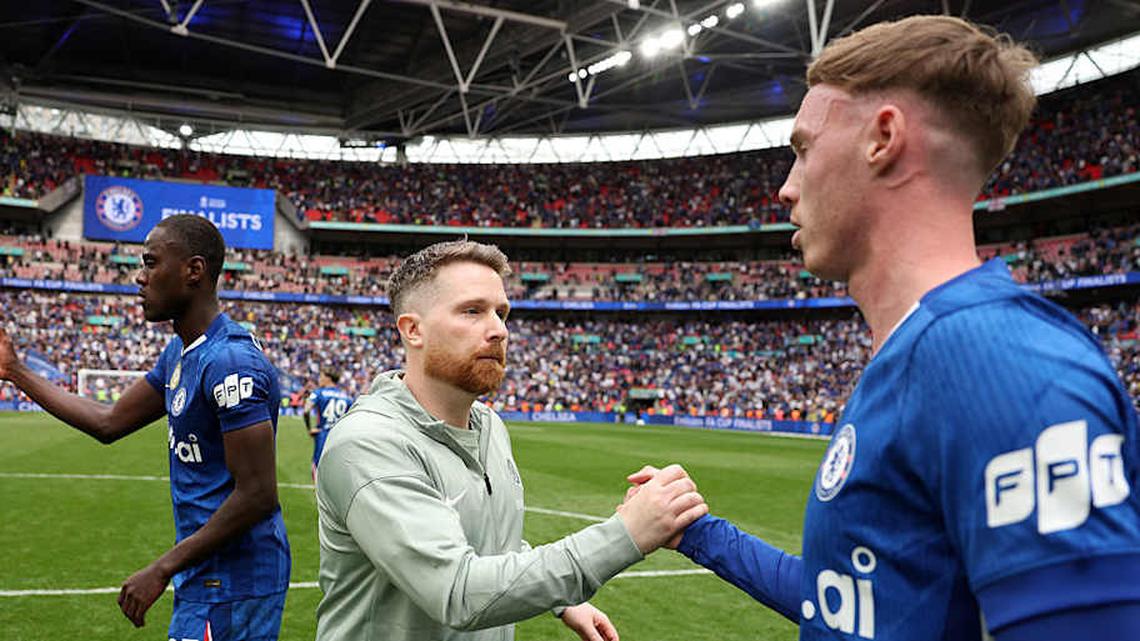  Calum McFarlane (center) has steered Chelsea to an FA Cup final. | Michael Regan/The FA/Getty Images 