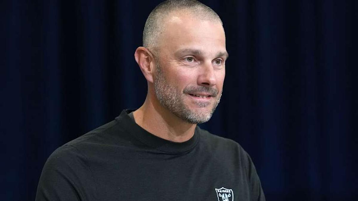  Feb 24, 2026; Indianapolis, IN, USA; Las Vegas Raiders general manager John Spytek speaks at the NFL Scouting Combine at the Indiana Convention Center. Mandatory Credit: Kirby Lee-Imagn Images | Kirby Lee-Imagn Images 