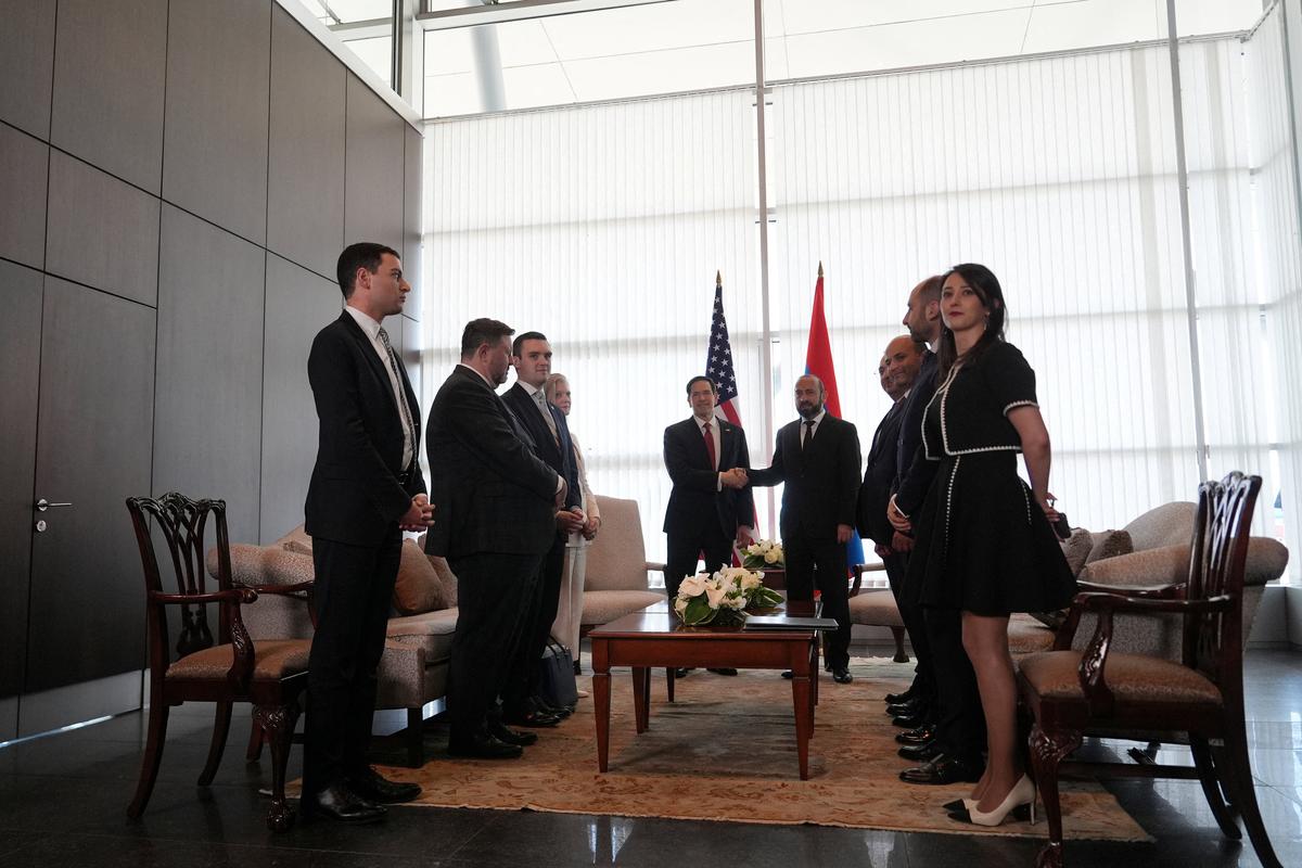 U.S. Secretary of State Marco Rubio meets with Armenia's Foreign Minister Ararat Mirzoyan in Yerevan, Armenia, May 26, 2026.  Julia Demaree Nikhinson/Pool via REUTERS