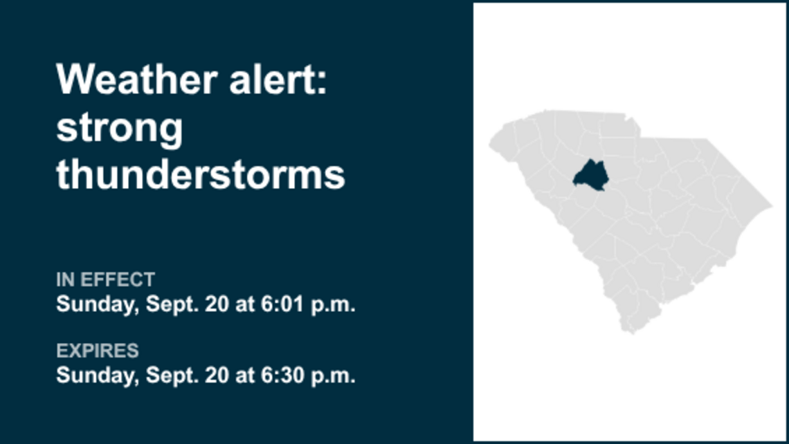 Weather alert affecting Newberry County Sunday evening, says the NWS 