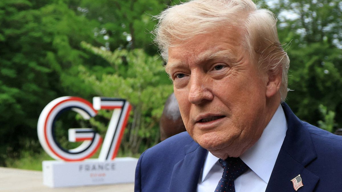 FILE PHOTO: U.S. President Donald Trump arrives to attend a musical interlude before a gala dinner as part of the G7 summit in Evian-les-Bains, France, June 16, 2026. Ludovic Marin/Pool via REUTERS/File Photo