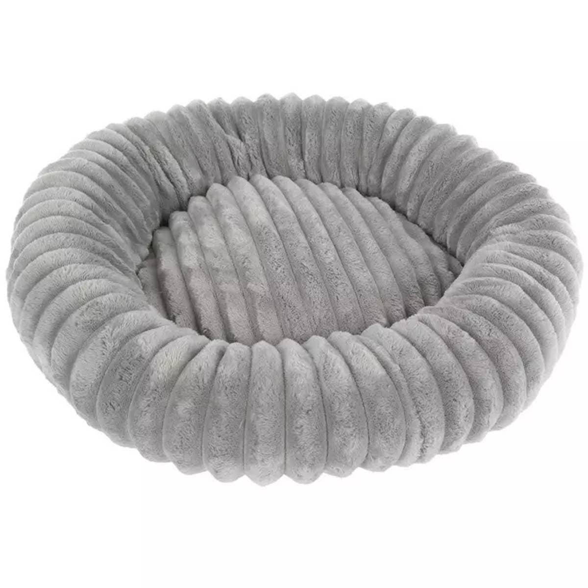  Round Ribbed Pet Bed. Gray.