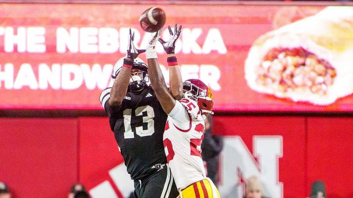  Nov 1, 2025; Lincoln, Nebraska, USA; Southern California Trojans cornerback Marcelles Williams (25) breaks up a pass to Nebraska Cornhuskers wide receiver Nyziah Hunter (13) during the fourth quarter at Memorial Stadium. Mandatory Credit: Dylan Widger-Imagn Images | Dylan Widger-Imagn Images 