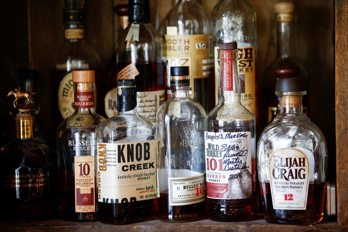 Bourbon whiskey is displayed at the World's End pub in London, Britain, June 22 2018. REUTERS/Henry Nicholls