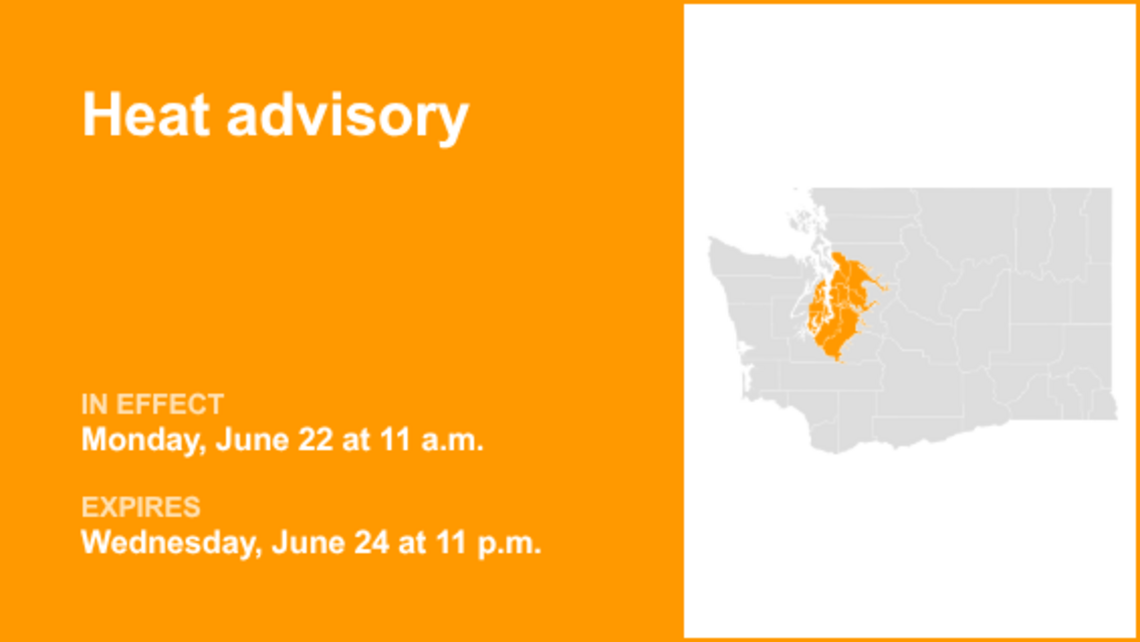 UPDATE: Heat advisory affecting Puget Sound region from Monday to Wednesday 