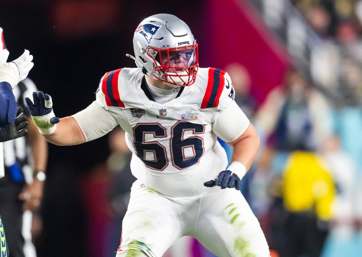  Feb 8, 2026; Santa Clara, CA, USA; New England Patriots offensive tackle Will Campbell (66) against the Seattle Seahawks during Super Bowl LX at Levi's Stadium. Mandatory Credit: Mark J. Rebilas-Imagn Images