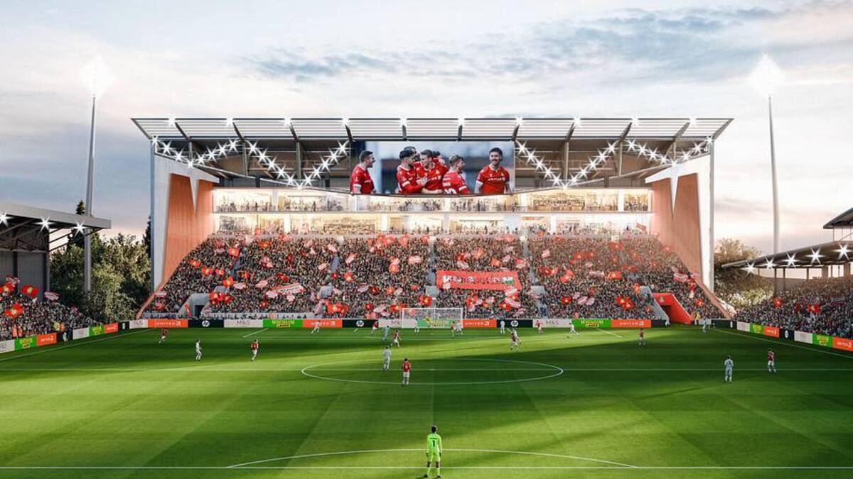  Wrexham's proposed Kop Stand development at the Racecourse Ground. | Populous/Getty 