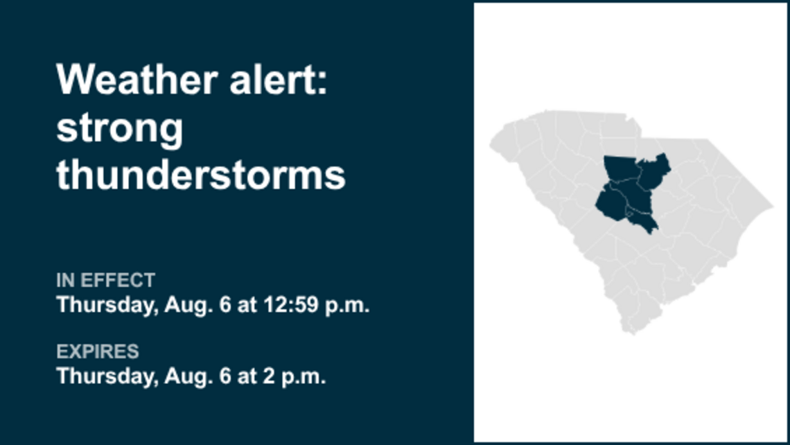 Be prepared for strong thunderstorms in Midlands Thursday afternoon, says the NWS 