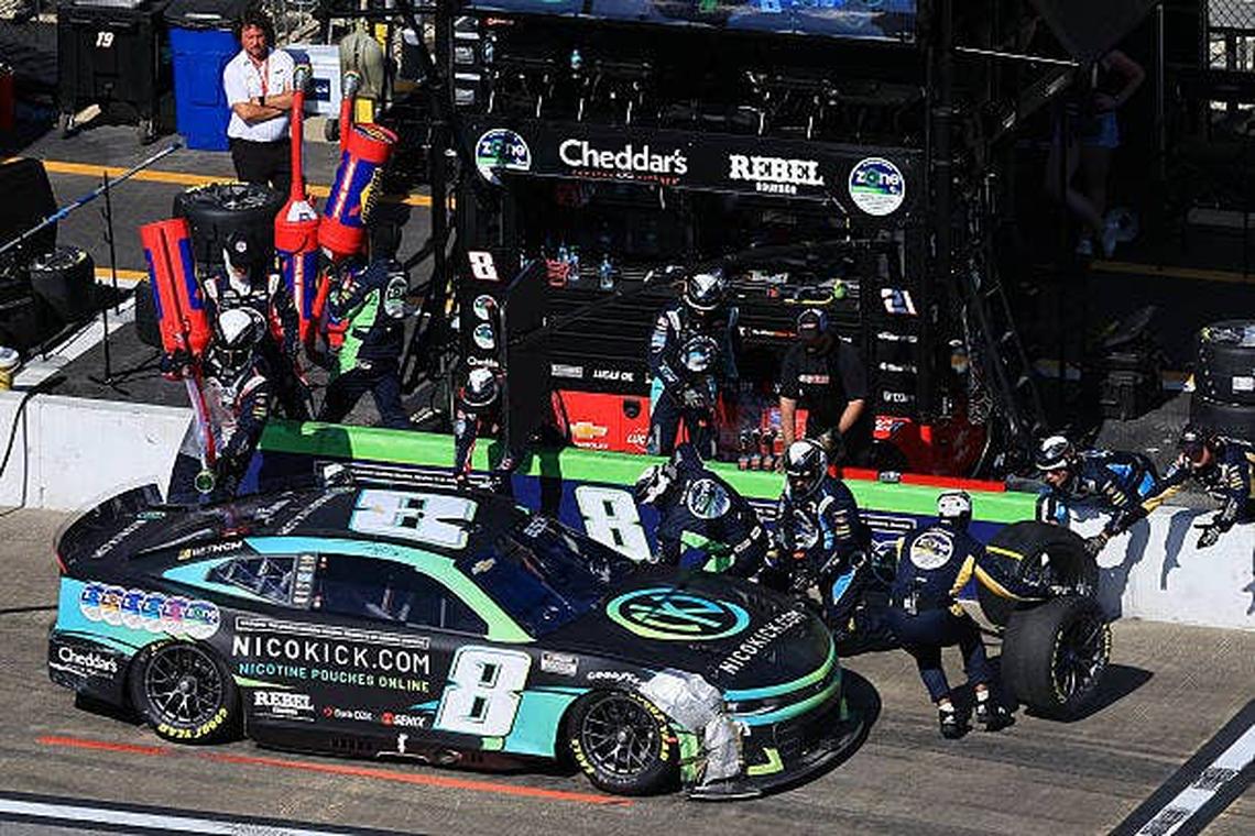  Kyle Busch pits during the NASCAR Cup Series at the Talladega Superspeedway. (Photo by David J. Griffin/Icon Sportswire via Getty Images) Photo by David J. Griffin/Icon Sportswire via Getty Images