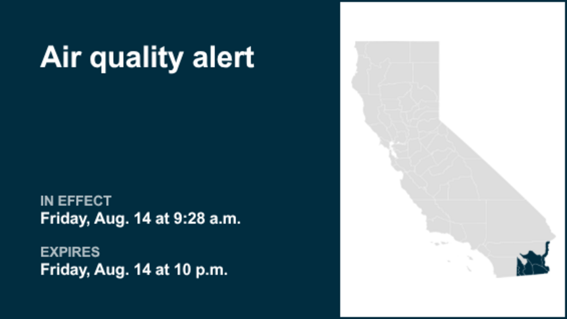 Air quality alert in place for Southern California for Friday 