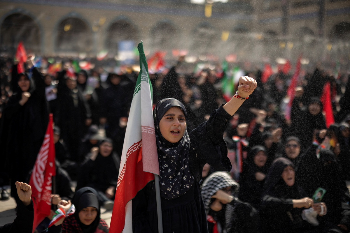 A girl shouts slogans during a public farewell ceremony for late Supreme Leader Ayatollah Ali Khamenei, who was killed on February 28 in Israeli and U.S. airstrikes, at the Imam Khomeini Grand Mosalla, in Tehran, Iran July 4, 2026. REUTERS/Alkis Konstantinidis Foreign media in Iran operate under guidelines set by the Ministry of Culture and Islamic Guidance, which regulates press activity and permissions