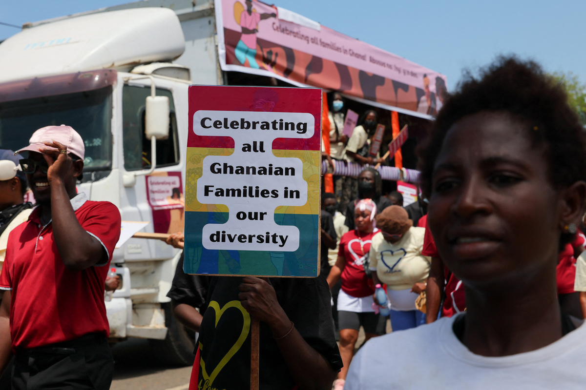 People march in the streets to promote diversity and inclusive family values as Ghana hosts the 4th African Regional Inter-Parliamentary Conference on Family Values and Sovereignty in Accra, Ghana, June 5, 2026. REUTERS/Francis Kokoroko