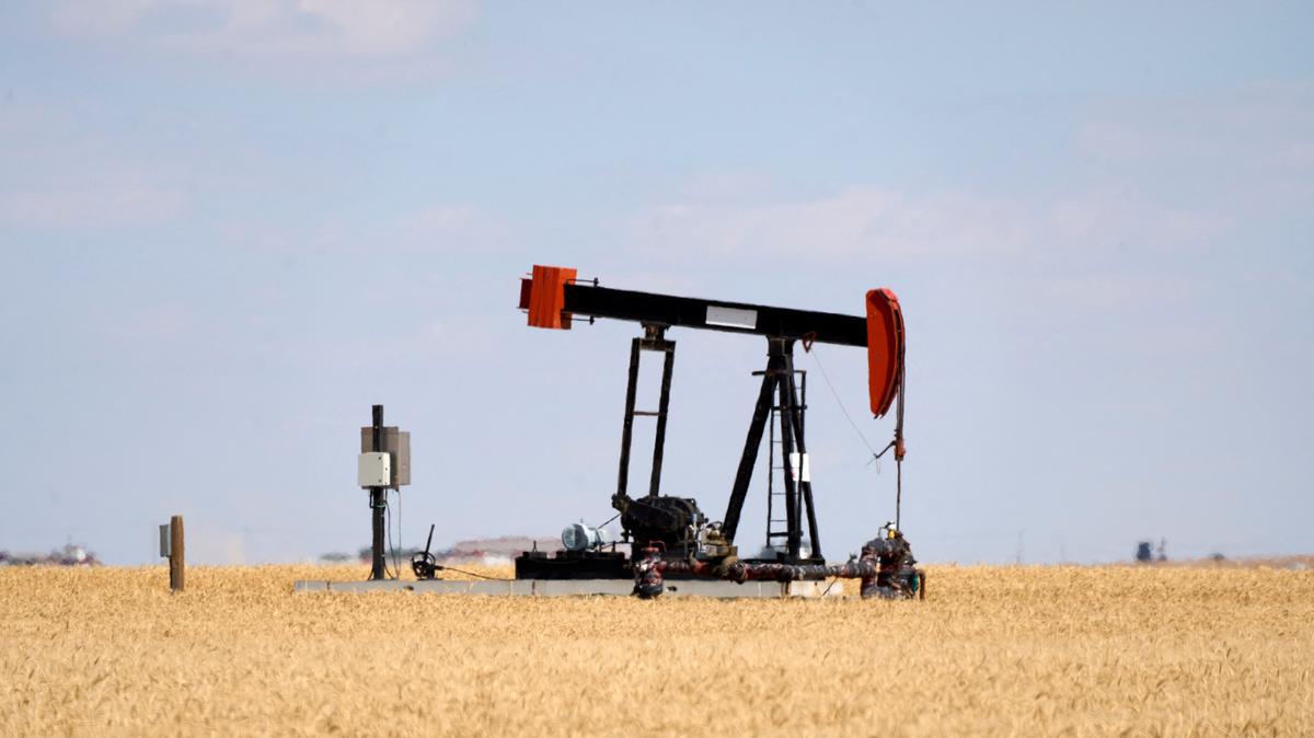 An oil pumpjack is pictured in a farmer’s field near Kindersley, Saskatchewan, Canada September 5, 2024.  REUTERS/Todd Korol