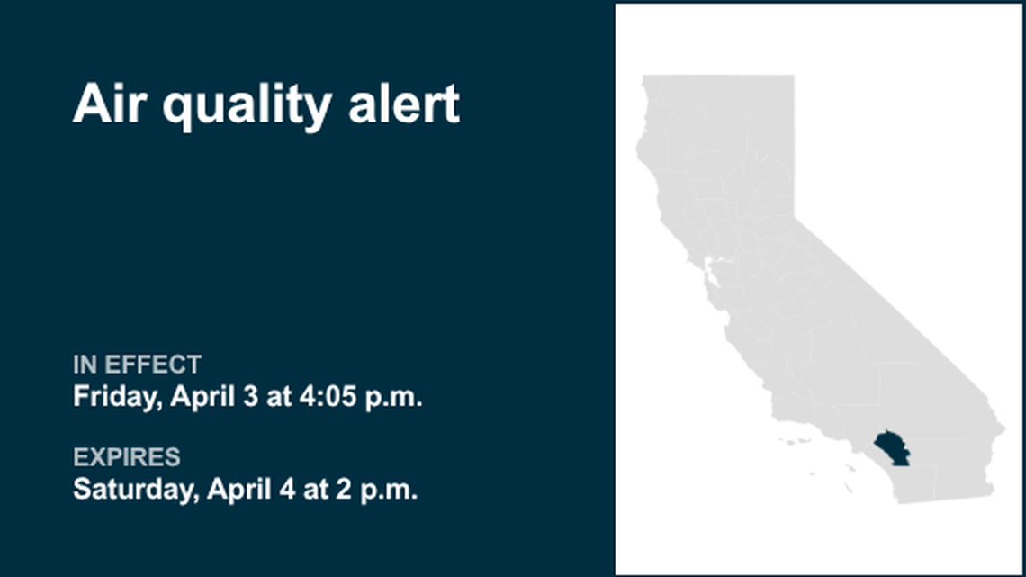 Air quality alert affecting San Bernardino and Riverside County Valleys-The Inland Empire Saturday 