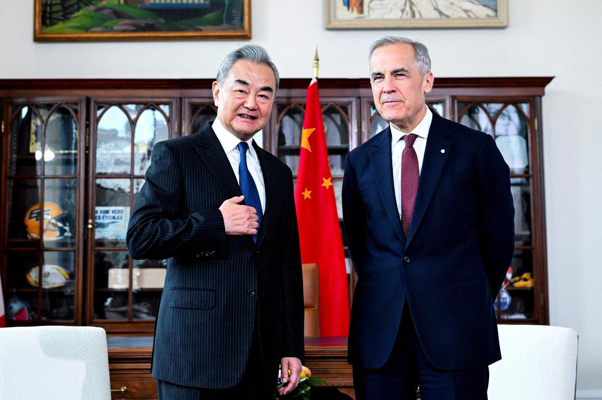 Canadian Prime Minister Mark Carney meets with Foreign Minister of China Wang Yi at his office in Ottawa, Canada, May 29, 2026. Spencer Colby/Pool via REUTERS