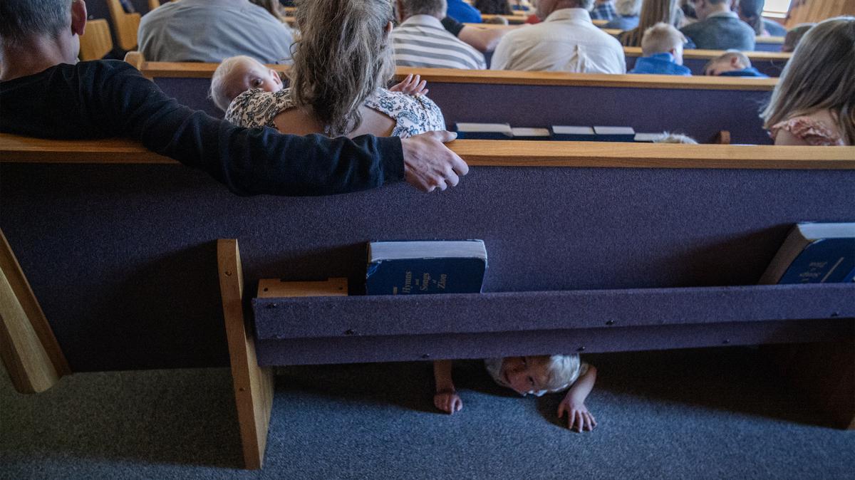 Raul and Shelby Aho along with Ailo,1, and Arvo, 4, attend church. The Aho's have their kids vaccinated. Dennis Hannu, pastor of Spruce Grove Apostolic Lutheran Church has a large number of Finnish congregants in Wolf Lake, Minnesota, on Sunday, May 3, 2026. (Richard Tsong-Taatarii/The Minnesota Star Tribune/TNS)
