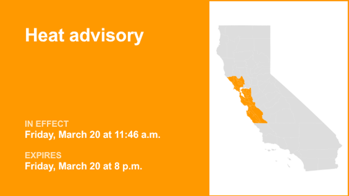 UPDATE: The current heat advisory for Northern California will expire at 8 p.m. 