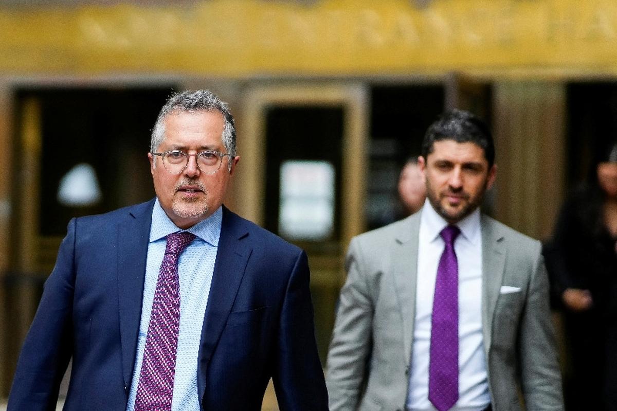 Former Hollywood film producer Harvey Weinstein’s attorney Marc Agnifilo exits the courthouse after the retrial of Weinstein’s rape case ended in a mistrial, at Manhattan Criminal Court in New York City, U.S., May 15, 2026. REUTERS/Eduardo Munoz