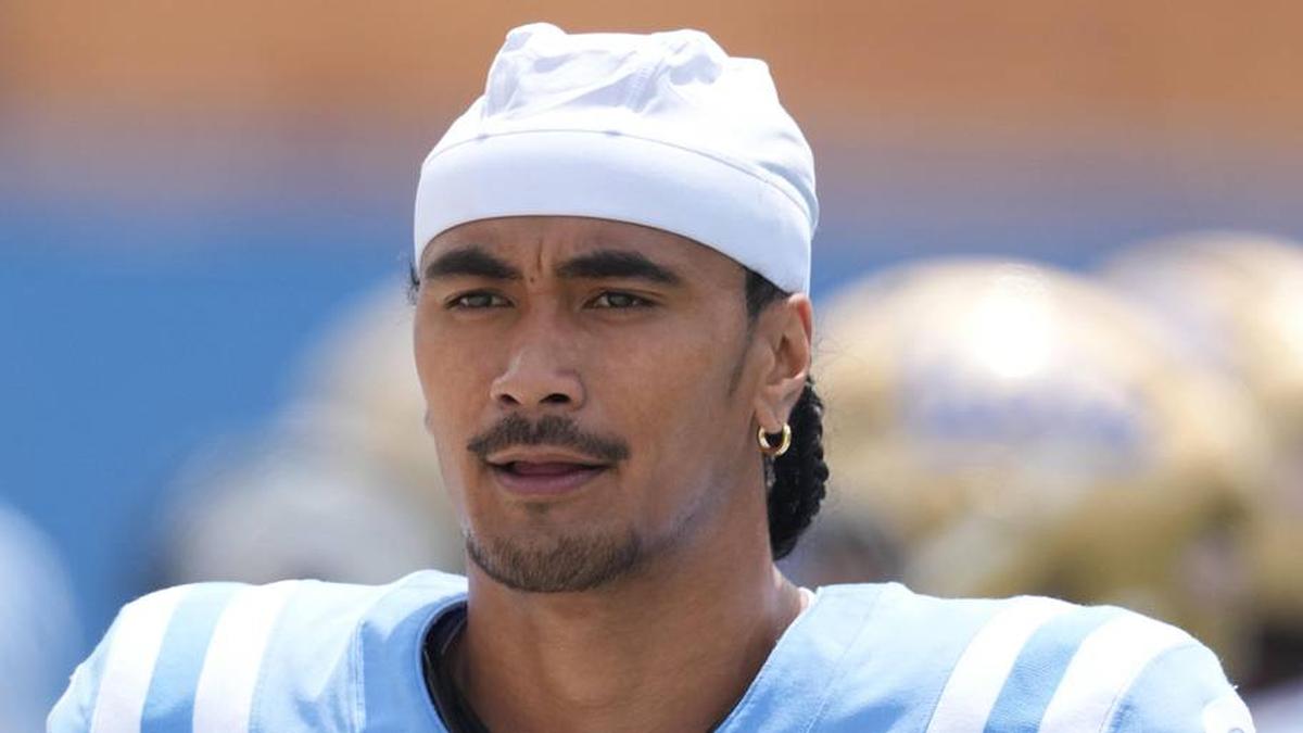  May 2, 2026; Pasadena, CA, USA; UCLA Bruins quarterback Nico Iamaleava (9) reacts during the spring game at Rose Bowl. Mandatory Credit: Kirby Lee-Imagn Images | Kirby Lee-Imagn Images 