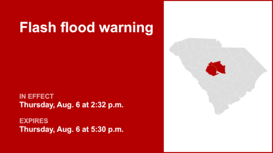 UPDATE: Flash flood warning for Lexington and Richland counties early Thursday evening 