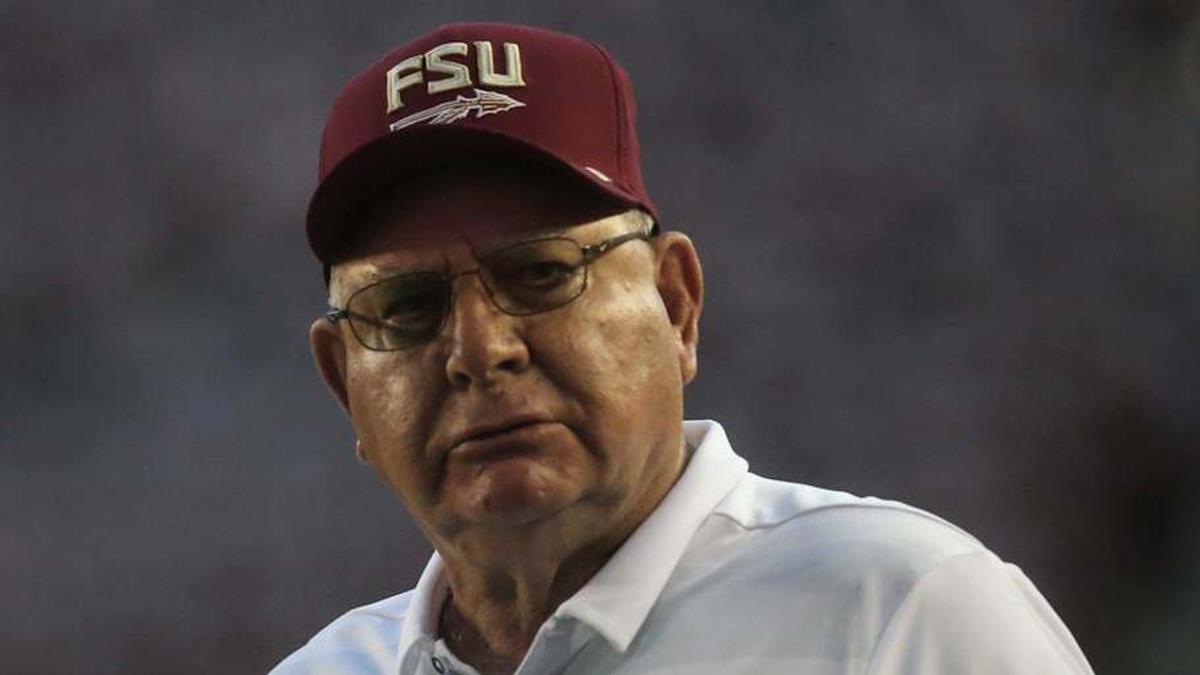  Florida State special assistant coach Mickey Andrews walks the sidelines during the Wake Forest game at Doak Campbell Stadium on Saturday, Oct. 20, 2018. Cc2v5969 | Brian Miller/Democrat 